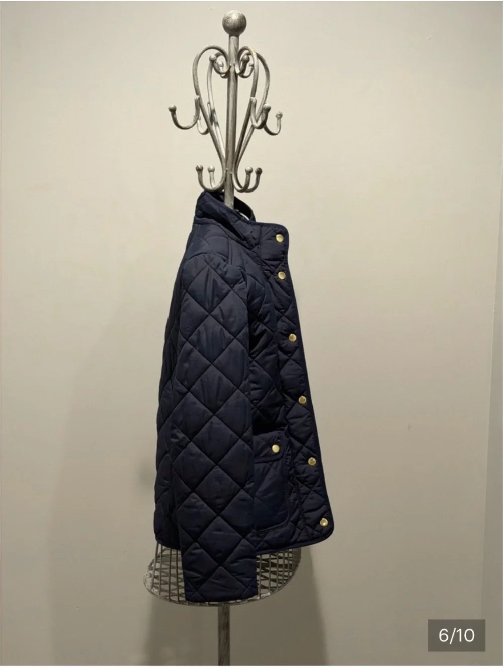BUNDLE OF 2: J. Crew Quilted Wine Red & Navy Blue Puffer Jackets with Gold Snaps